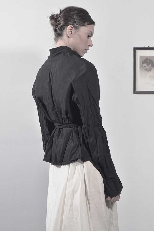 wrap around wrinkled jacket - black