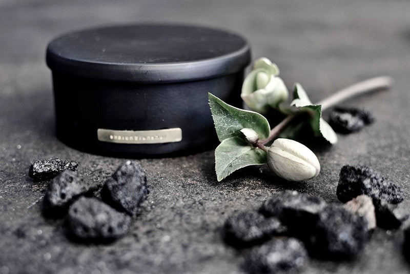 lava rocks room fragrance box - black / gold