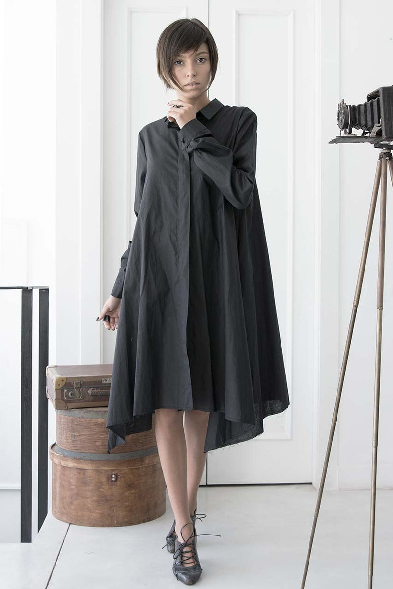שרון ברונשר | שמלה מכופתרות שרוול ארוך שחורה | שמלות לעבודה | קולקציית חורף 2016 של שמלות ובגדי ערב קז'ואל | חנות בוטיק בגדי מעצבים אונליין לנשים-2