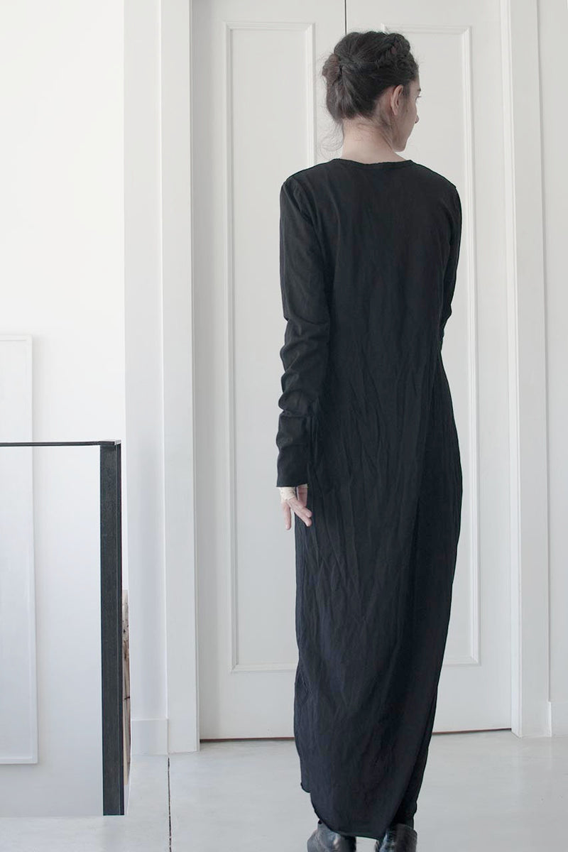 שרון ברונשר | שמלה מקסי שחורה שרוול ארוך מכותנה | שמלות לעבודה | שמלות ארוכות | בייסיק לנשים | קולקציית חורף 2016 של שמלות ובגדי ערב קז'ואל | חנות בוטיק בגדי מעצבים אונליין לנשים-3