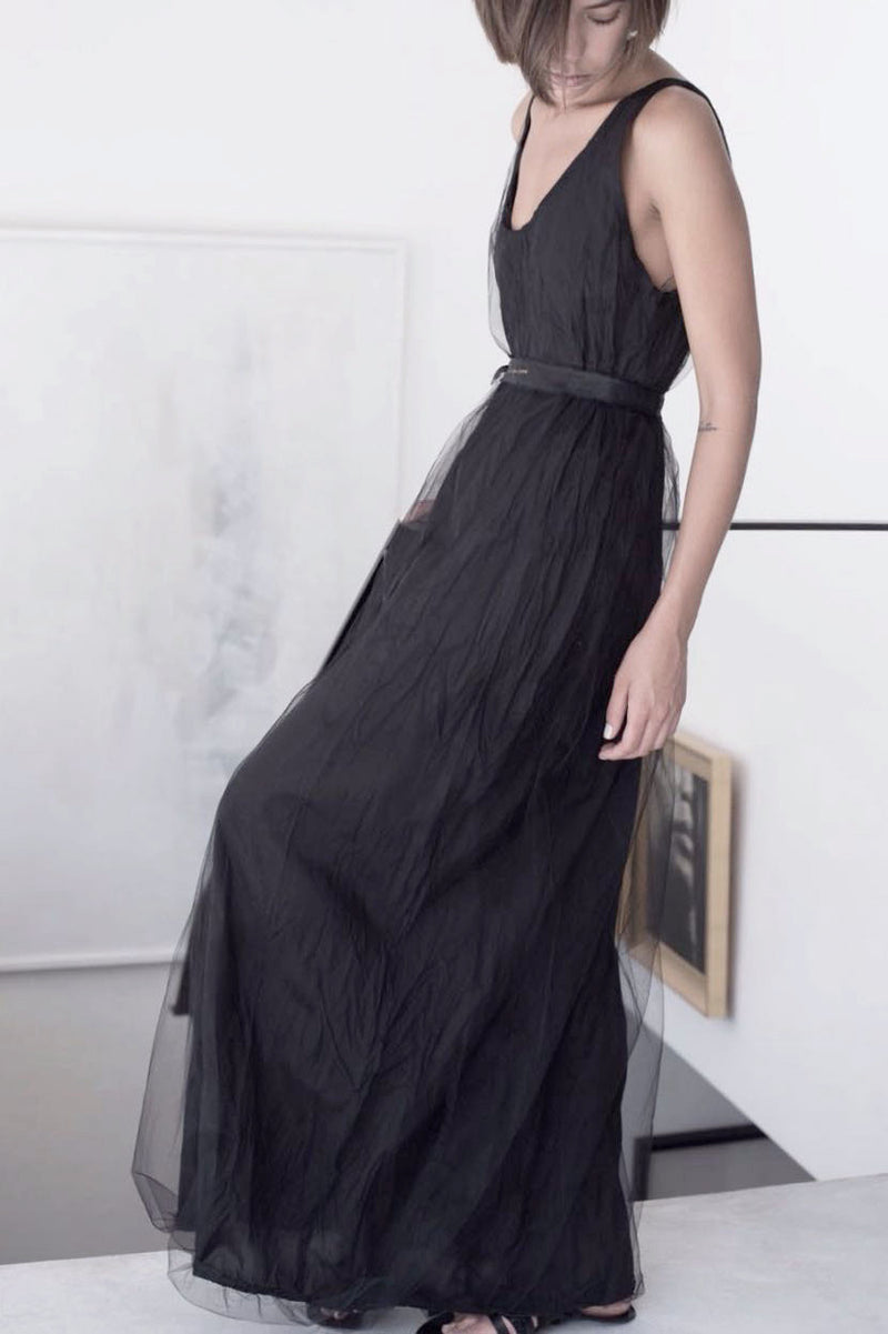 שרון ברונשר | שמלת מקסי שיפון שחורה | בוטיק בגדים אונליין לנשים - 2